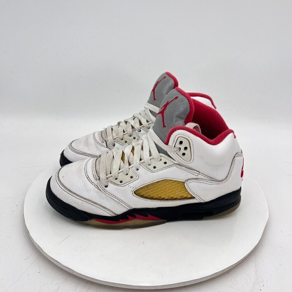 Nike Air Jordan 5 Retro Youth Size 4Y Women 5.5 440888-102 Fire Red Silver Shoes